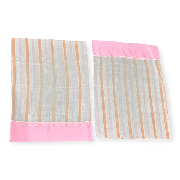 MCM 1970s Mod Cannon Monticello Malibu Stripe Pillowcases Standard Set of 2 - Picture 1 of 16